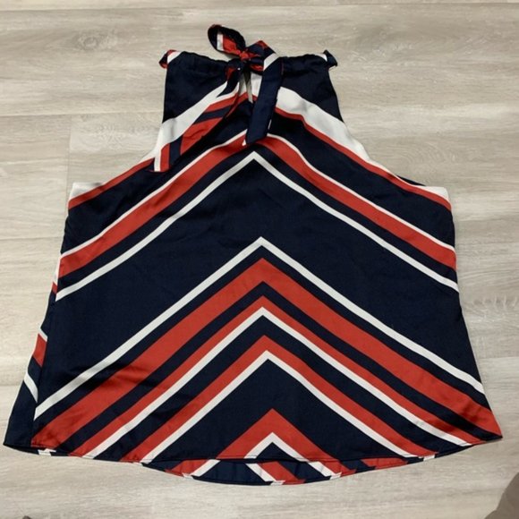 Chaps Red White Blue Halter Top Blouse XLP - Picture 6 of 8